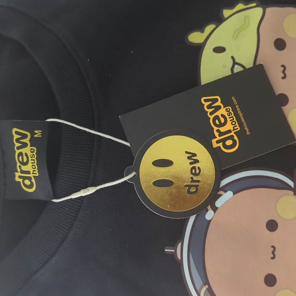 Drew House Black Hoodie with Cute Character Graphics - Picture 2 of 2